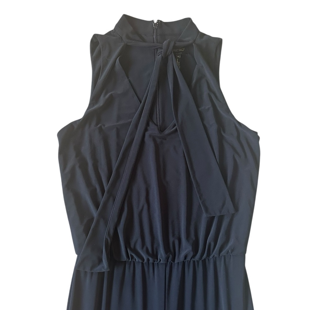 LAUNDRY by Shelli Segal black sleeveless wide leg jumpsuit w/tie neck size 6 - Picture 2 of 6